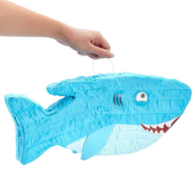 BLUE PANDA Shark Pinata Ocean Theme Shark Head - 16.5 x 7 x 3.2 in Blue Paper - Easy-Fill Top Opening & Durable Corrugated Paper - Ocean Party Decoration - Image 4